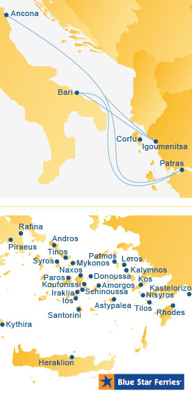 Blue Star Ferries Route Map