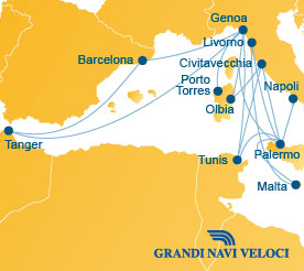 Grandi Navi Veloci Route Map