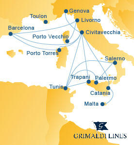 Grimaldi Lines Route Map