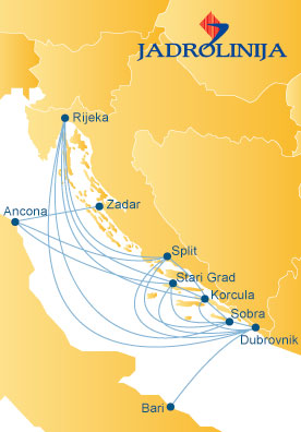 Jadrolinija Ferries Route Map