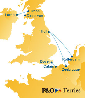 P&O Ferries Route Map