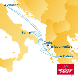 Superfast Ferries Route Map